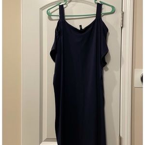 Eileen Fisher Navy blue Jersey Knit Cold Shoulder Dress Large PREOWNED/USED